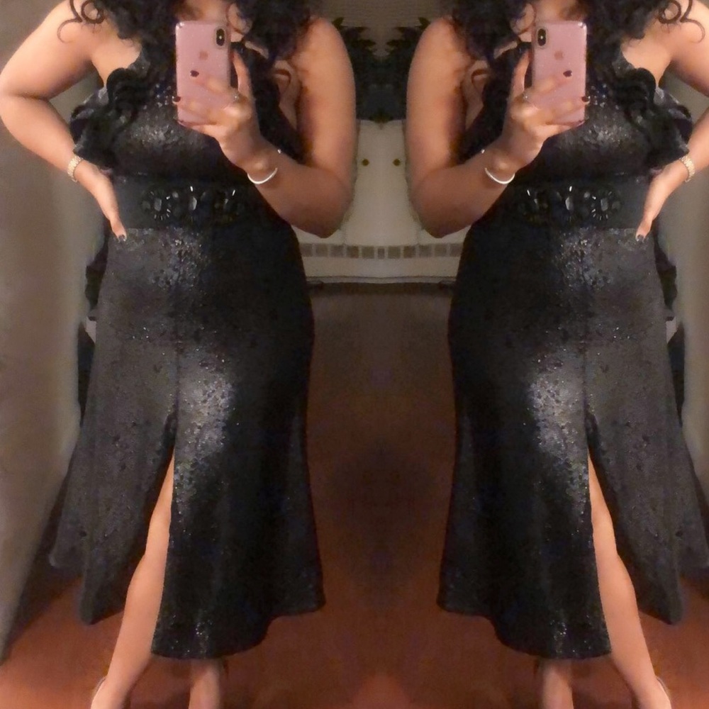 Black sequin dress.